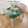 thumbnail image 2 of BANET Decorative Elastic Edged Square Fitted Tablecloth,Tropical Flora Polyester Indoor Outdoor Fitted Table Cover for Home Kitchen Dining Room Fit Square Table White, 2 of 7
