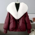 thumbnail image 2 of Wutalume Women's Solid Color Fashionable Thick Warm Temperament Cotton Jacket with Large Collar Cotton Coat Jacket, Cozy and Elegant, Ideal for Cold Weather Outings,White L, 2 of 4