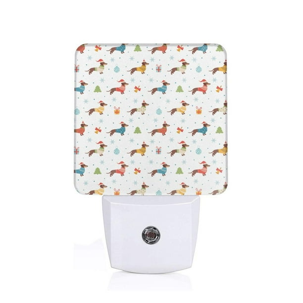 Balery winter Snowflake Dachshund Luz Nocturna LED con Sensor Automático, Enchufe con Sensor Crepuscular, Luz Suave de 0.5W para Dormitorio, Pasillo, Baño-EU