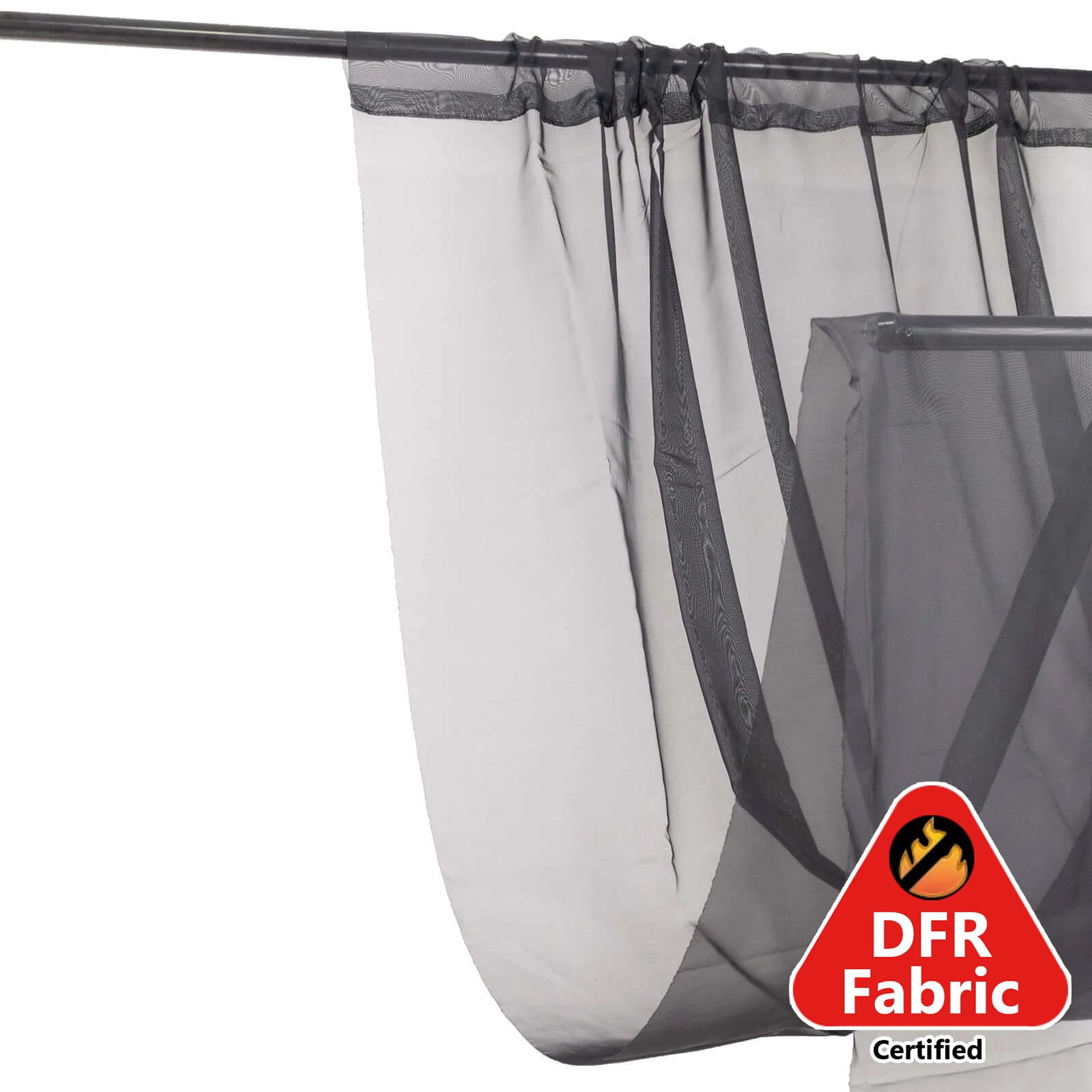 Efavormart 5ftx32ft Premium Black Chiffon Curtain Panel, Backdrop Ceiling Drapery With Rod Pocket