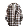 thumbnail image 2 of LEBONYARD Mens T-Shirts Big and Tall,Plus Size Mens Jackets,Men's Casual Personality Checkered Printing Button Lapel Fashion Long Sleeve Cardigan Shirt. Khaki XL, 2 of 3