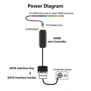 5V 3PIN ARGB Controller,Built-in Light Mode,SATA Interface Extension Cable for PC Case Fan(Black)