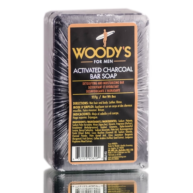 Jabón de Carbón Activado Woody's para Hombre, con Coco