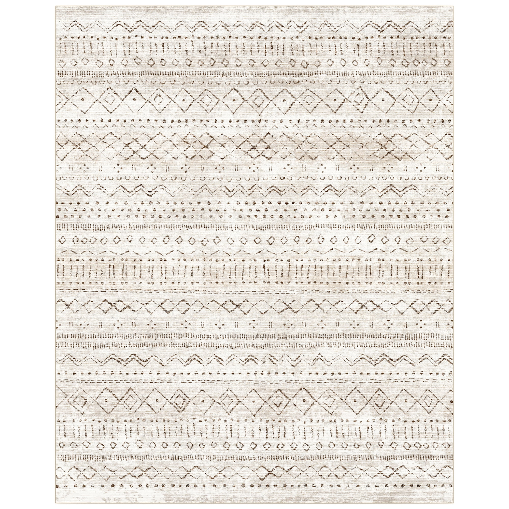 Nefoso 8ft x 10ft Area Rugs, Washable Area Rugs for Living Room Bedroom Home Decor, Non-Slip Carpet, Bohemian Geometric, Brown