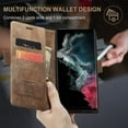 thumbnail image 6 of KONEE Phone Case Compatible with Samsung Galaxy S22 Ultra 5G,Leather Case PU Leather Flip Phone Case with [Card Slot] [Stand Function], Foldable Phone Case for Samsung Galaxy S22 Ultra 5G Case,Brown, 6 of 7