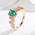 thumbnail image 2 of 925 Sterling Silver Created Emerald Rings for Women 18K Gold Plated 1 Carat Emerald Engagement Rings for Women Emerald Cut Rose Gold Wedding Band for Her Promise Ring, 2 of 7
