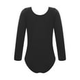 thumbnail image 2 of Yartina Girls Fleece Lined Bodysuit Long Sleeve Ballet Leotard Kids Dance Undergarment Thermal Black 170, 2 of 7