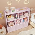 thumbnail image 3 of Kids Toy Storage Cabinet with 3 Movable Drawers and 6 Open Shelves, Noelse Kids Bookcase with Storage for Playroom Nursery Kids Room Organization, Pink, 3 of 12