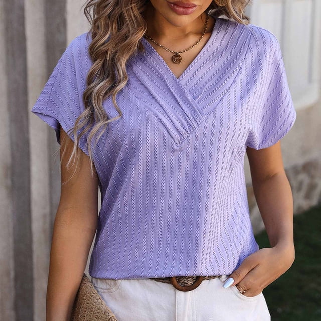 Fankiway T-Shirt Décontracté à Manches Courtes en Dentelle Col Rond Mode pour Femmes