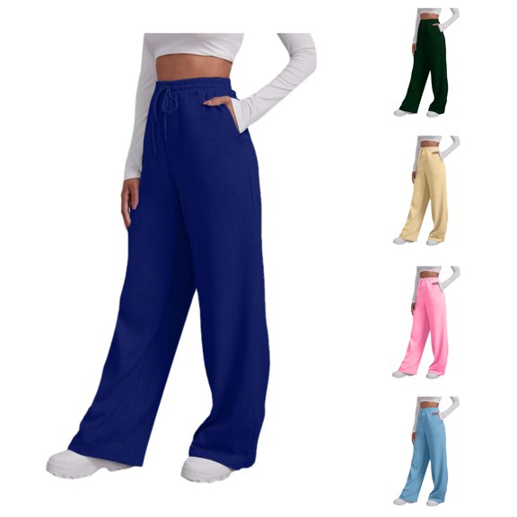 MEZZALL Women Lined Sweatpants Wide Straight Leg Pants Bottom Sweatpants Joggers Pants Workout High Waisted Yoga Pants With Pockets
