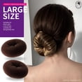 thumbnail image 3 of TUWAFE Donut Hair Bun Maker 7 Pieces, Ring Style Bun Maker Set with Hair Bun Makers (1 extra-large, 2 large, 2 medium and 2 small), 5 Hair Elastic Bands, 20 Hair Pins, Dark Brown, 3 of 7