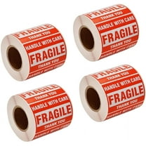 SJPACK 2000 Fragile Stickers 4 Rolls 2" x 3" Fragile - Handle With Care - Thank You Shipping Labels Stickers