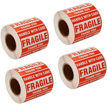 SJPACK 2000 Fragile Stickers 4 Rolls 2" x 3" Fragile - Handle With Care - Thank You Shipping Labels Stickers