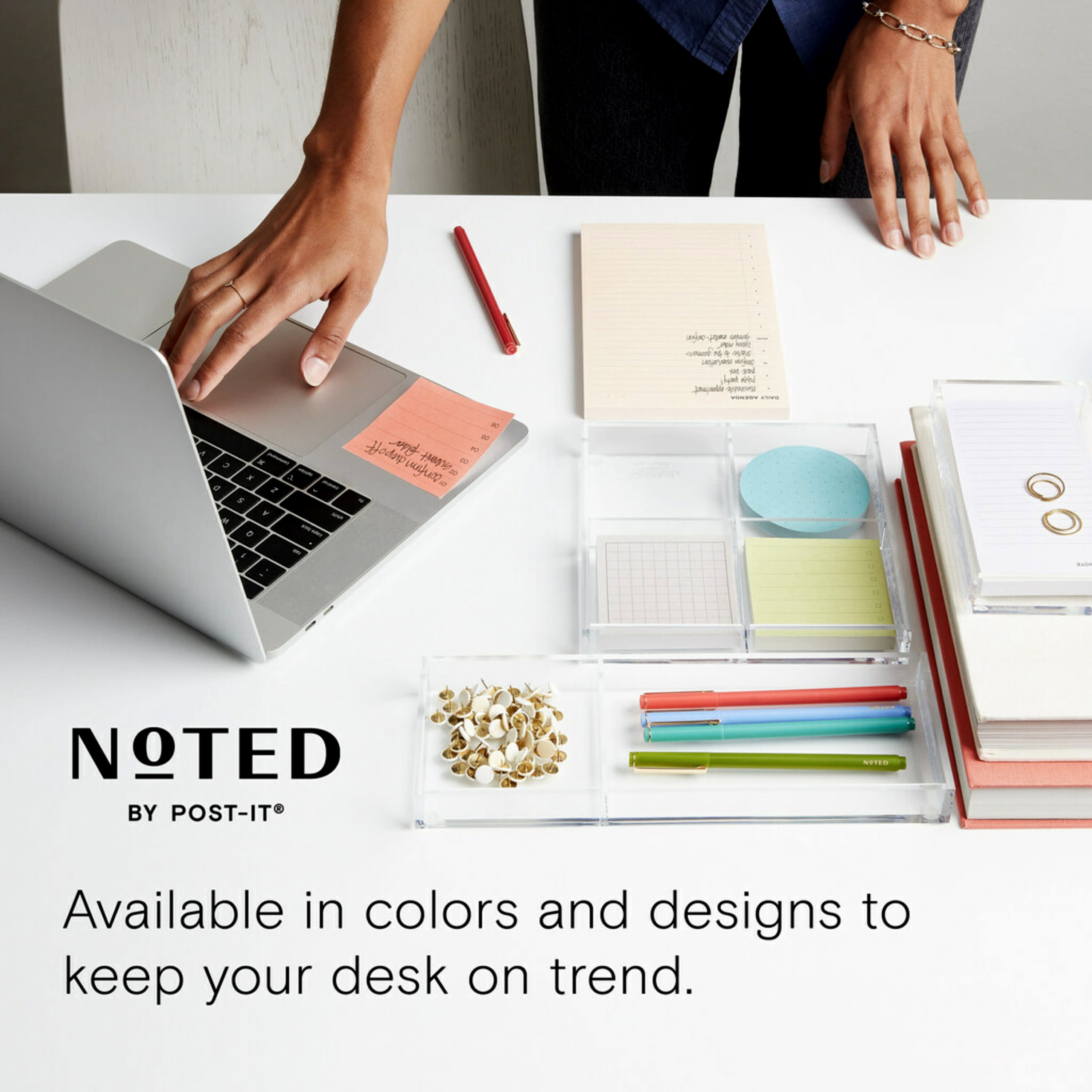 Noted by Post-it®, Peach Tab Notes, 3 in. x 4 in., 3 Pads/Pack, 30 Sheets/Pad, 90 sheets total