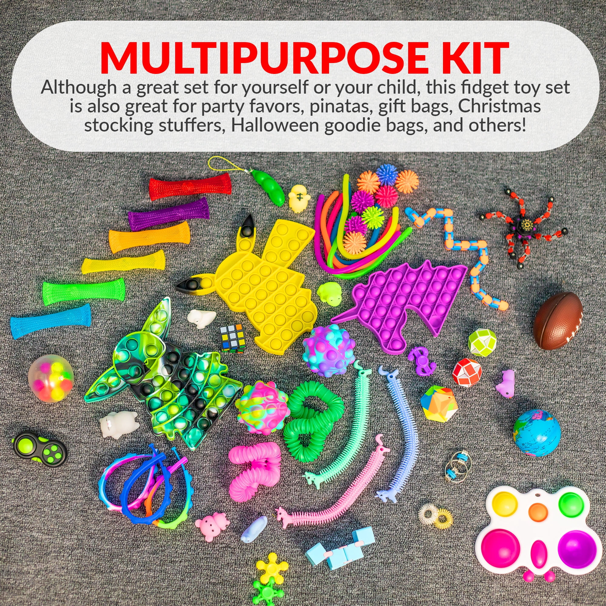 Boxgear Fidget Toys for Kids 60pcs Fidgets Toys Kit for Girls and Boys - Sensory Toys for Focus and Concentration - Fidget Toys Kids for Goodie Bags, Classroom Prizes Colorful Design