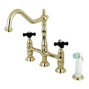 Kingston Brass KS1272PKX 8" Centerset Kitchen Faucet with Plastic Sprayer, Polished Brass