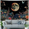 Fenyluxe Moon Flower Tapestry Moonlit Floral Plant Tapestries for