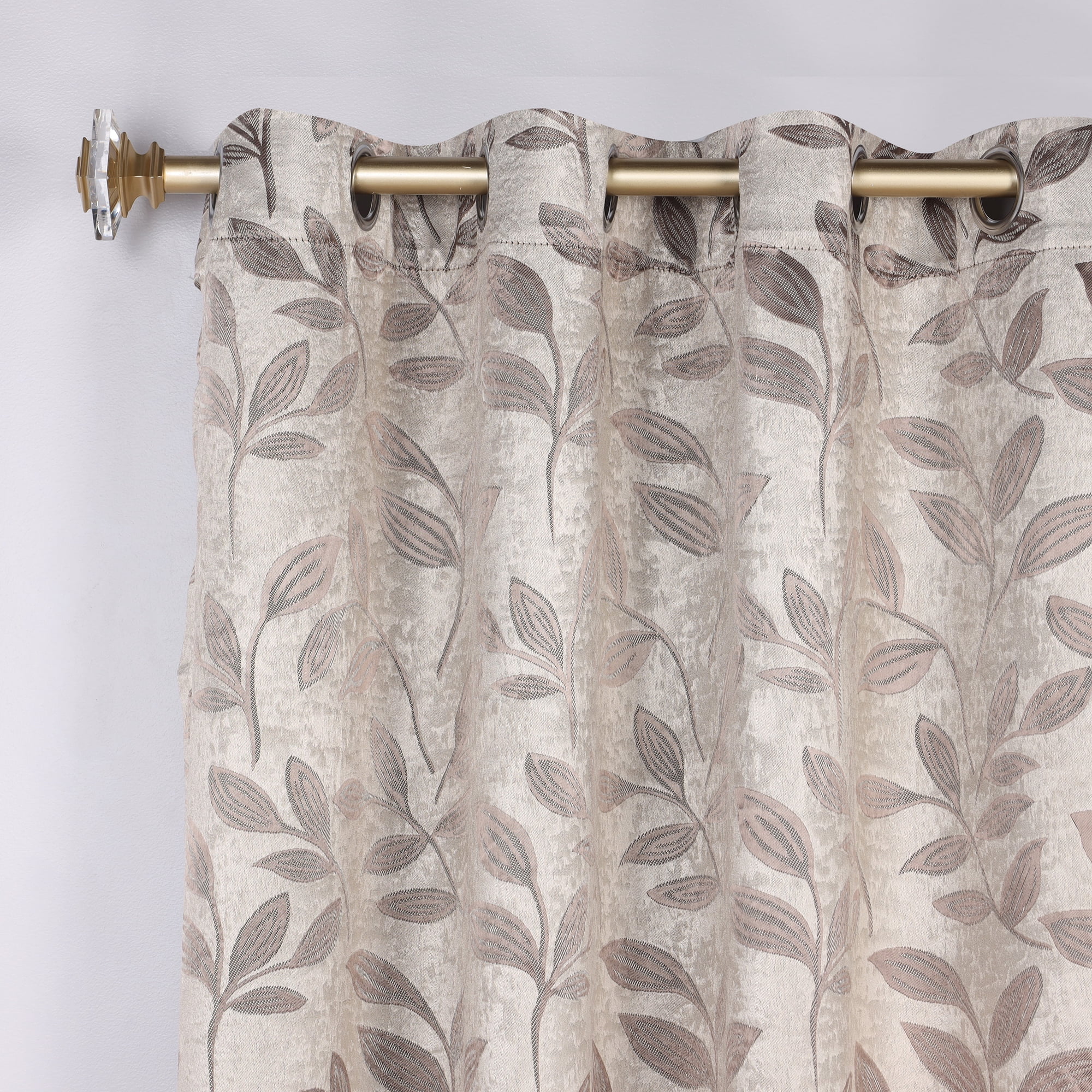 Superior Blackout Leaves Curtains Set of 2, Light Filtering Grommet Curtain Panel Set, Espresso, 70"W x 96"L