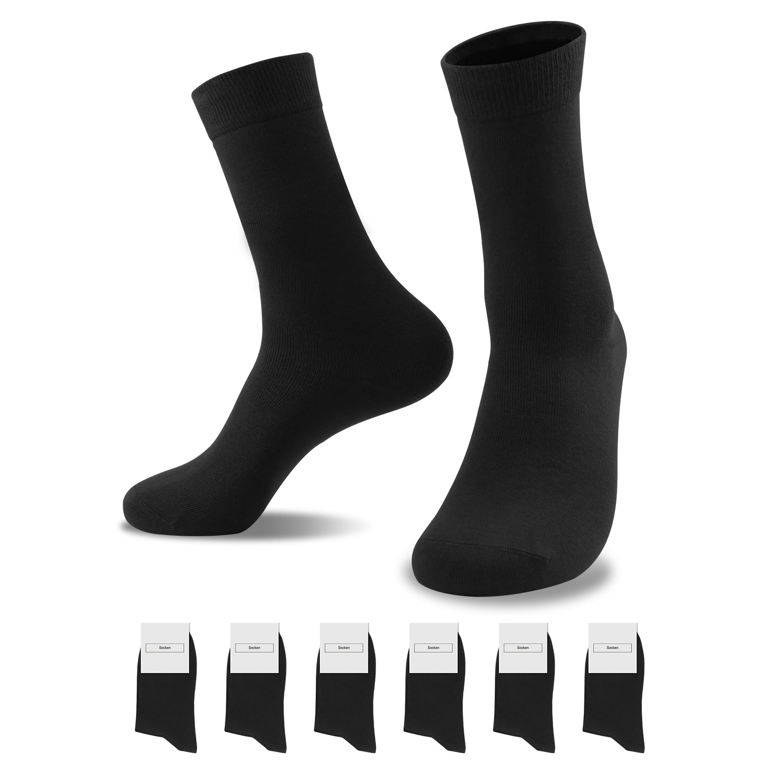 QINCAO Socks for Men 6 Pairs Unisex Long Cotton Socks Sports Business ...