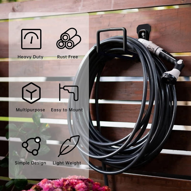6X Garden Hose Holder Wall Mount, Duty Water Hose Hanger for Outside, Metal Hose Reels Hose Hook for Garden Hose