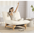 thumbnail image 3 of Leumius Accent Armless Chair Lazy Sofa Chair with Solid Wood Frame & Backrest,Corduroy Casual Single Sofa Chair for Living Room,Bedroom,White, 3 of 4