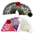 thumbnail image 4 of Ventilador de encaje Rosa plegable LED para mujer, espectáculo de Anime, actuación en escenario, Sexy, accesorios de danza del vientre, negro oscuro, Rosa gótica, ventilador de luz Lolita, 4 of 5