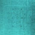 thumbnail image 1 of Ahgly Company Machine Washable Indoor Square Oriental Turquoise Blue Industrial Area Rugs, 3' Square, 1 of 4