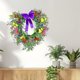 thumbnail image 4 of Corona de corazón, aro floral, corona de gypsophila, guirnalda de flores con lazo para puerta de entrada Púrpura, 4 of 7