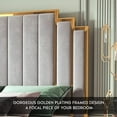 thumbnail image 6 of VanAcc King Size Bed Frame and Headboard, Upholstered Bed with Golden Plating Trim, Light Grey, 6 of 7