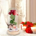 thumbnail image 1 of Regalos de flores de rosas, rosa iluminada en cúpula de cristal, adorno creativo de mesa, regalo del Día de San Valentín, flor Artificial para ella , Pareja de bases Pareja de bases de madera BLESIY luz de mesa, 1 of 8