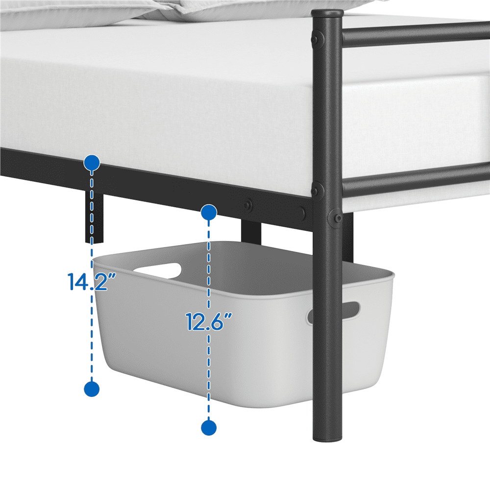 Renwick Modern Scroll Metal Platform Bed for Adult, Black, Full