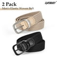thumbnail image 5 of 2 Pack Stretch Belts for Men Elastic Woven Braided Belt 1 3/8 Casual Golf Belt for Jeans Pants, 5 of 7
