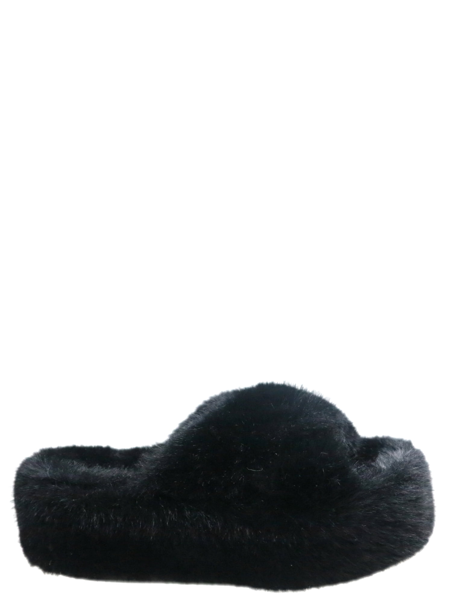 No Boundaries Women's Faux Fur Platform X-Band Slippers