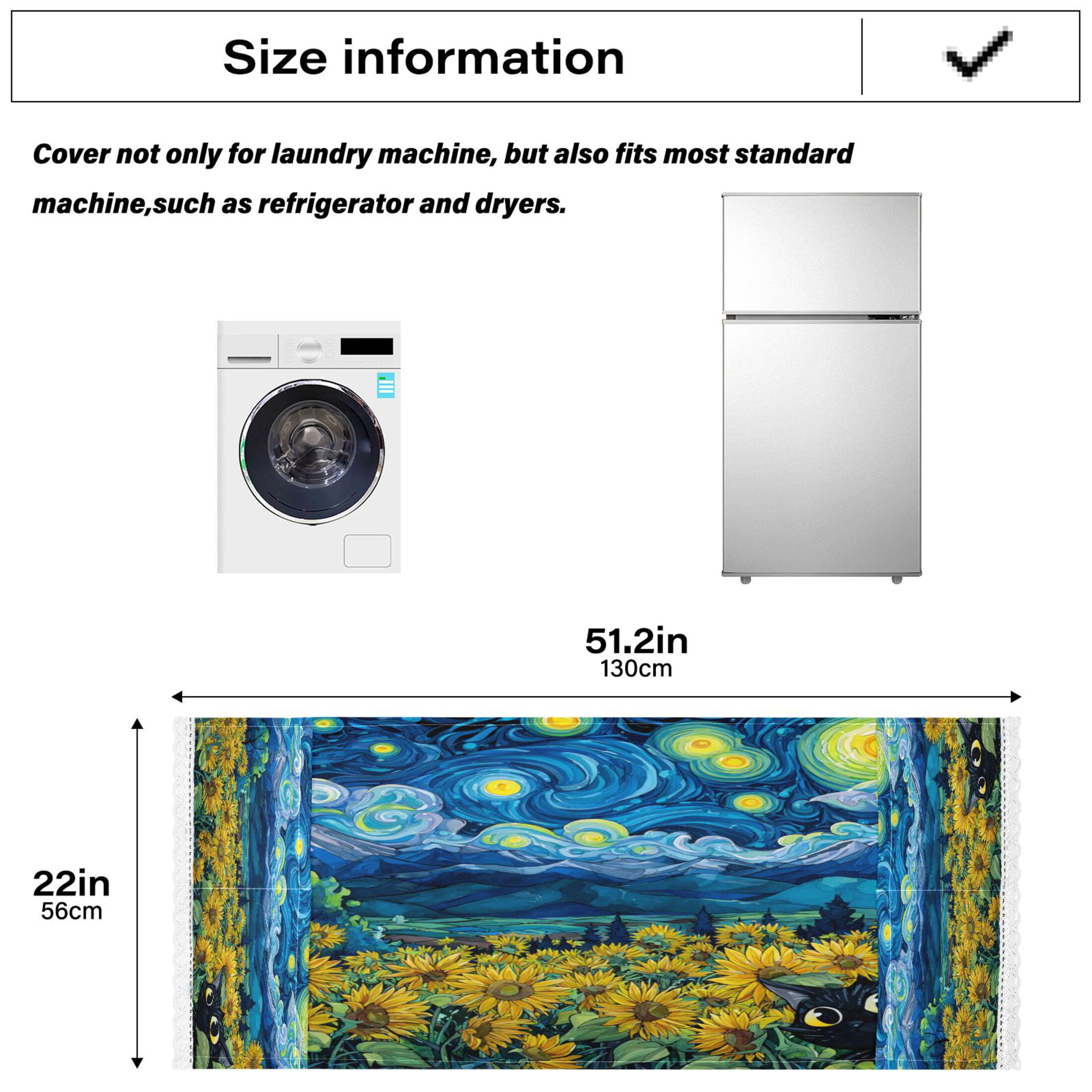 Wobogo Starry Sunflower Cat Washing Machine Cover Dustproof Washer Dryer Cover Waterproof Laundry Room Decorative Protector