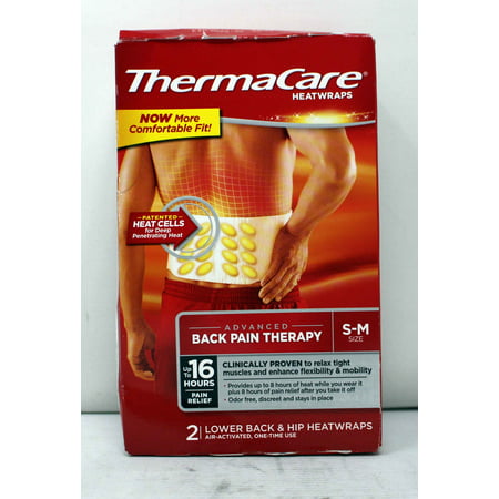 ThermaCare Lower Back & Hip S-M Pain Relief Heat Wraps, 2 Ct