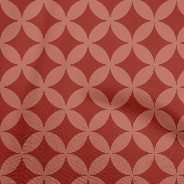 oneOone Coton Soie Tissu Rouge Géométrique Matière de Robe Tissu Imprimé Tissu au Mètre 42 Pouces de Large