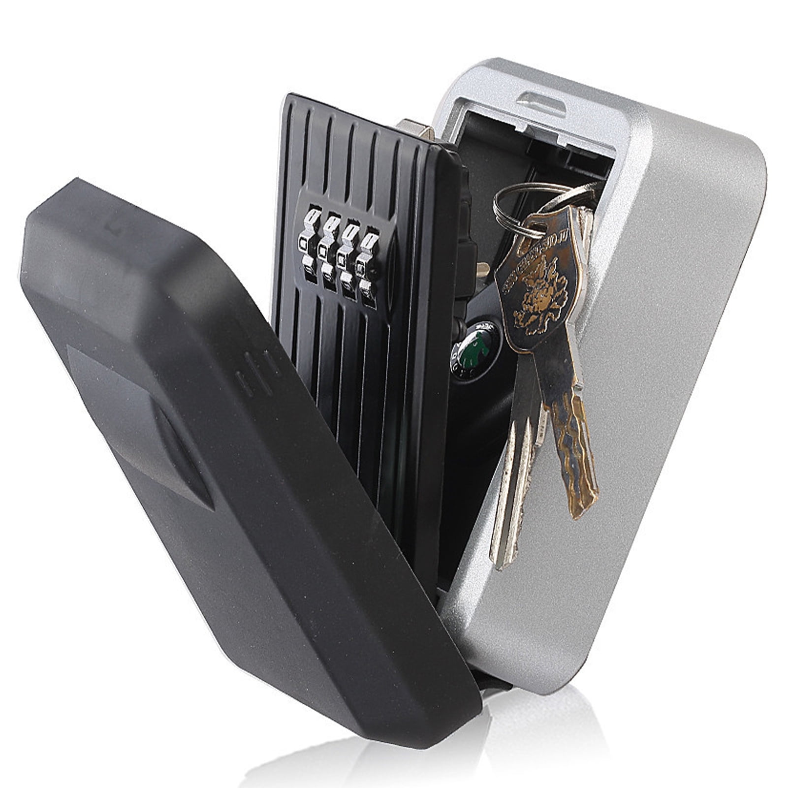 Key Lock Box Wall Mount Aluminum Alloy 4-Digit Password Waterproof Lockbox Portable -Theft Storage Case for House Key Card U Disk Large Capacity