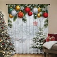 thumbnail image 4 of SPEKSEE 1Pc Christmas Sheer Curtains for Living Room, Christmas Bells Trees Snowman Snowy Scene Voile Curtain Drapes for Bedroom Light Filtering & Privacy Winter Holiday Window Treatment, 4 of 25