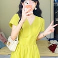 thumbnail image 4 of Vestido de verano para mujer con mangas cortas/largas, cuello en V cruzado, vestidos de manga corta para mujer, vestido infinito, vestido corto para mujer, vestidos de graduación para mujer, 4 of 5