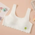 thumbnail image 2 of Xfvqtps Girls Bras with Padded Fixed Cup Seamless Wave Hem Soft Comfortable Breathable Solid Color Leaf Print Training Bra for Teen Age 8-11 White, 2 of 5