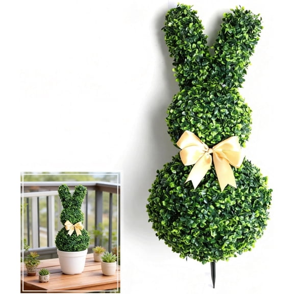 Artificial Easter Bunny Topiary Trees with Ground Spike,70cm/28inch UV-Resistant Easter Home Decor for Porch, Outdoor & Indoor Spring Rabbit Artificial Topiary Tree