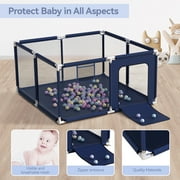Baby Playpen, Outdoor Play Yard, Portable Play Yard 4-Panel- Baby Safety Playpen for Infant Toddler Boys,Navy