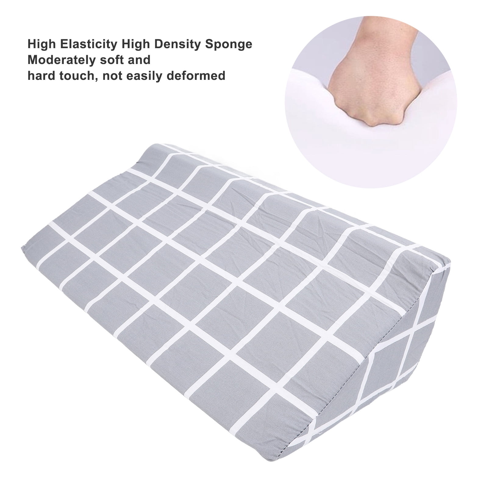 Nieyigj Premium Wedge Pillow Triangle Shaped Concealed Zipper High Density Foam Padding Wedges Body Positioner Support Cushion for Elder and Pregnant Women Bedridden Patients Grey Plaid 19.68 inches