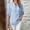 Blue-A, variant on 3/4 Length Sleeve Womens Tops Plaid V Neck Button Curved Hem T Shirts Summer Beach Vacation Casual Loose Blouses Yellow