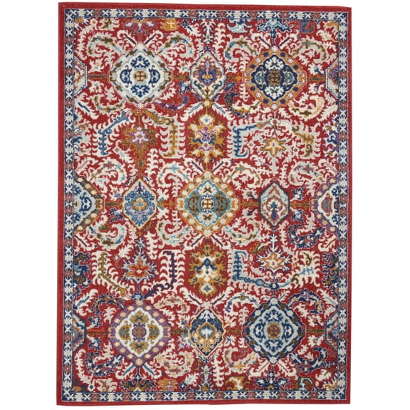 5â€™ x 7â€™ Red and Multicolor Decorative Area Rug