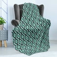 thumbnail image 4 of Teal and White Soft Flannel Fleece Throw Blanket, Abstract Geometric Minimalists Design Retro Diamond Line, Cozy Plush for Indoor and Outdoor Use, 70" x 90", Seal Brown Sea Green, by Ambesonne, 4 of 5