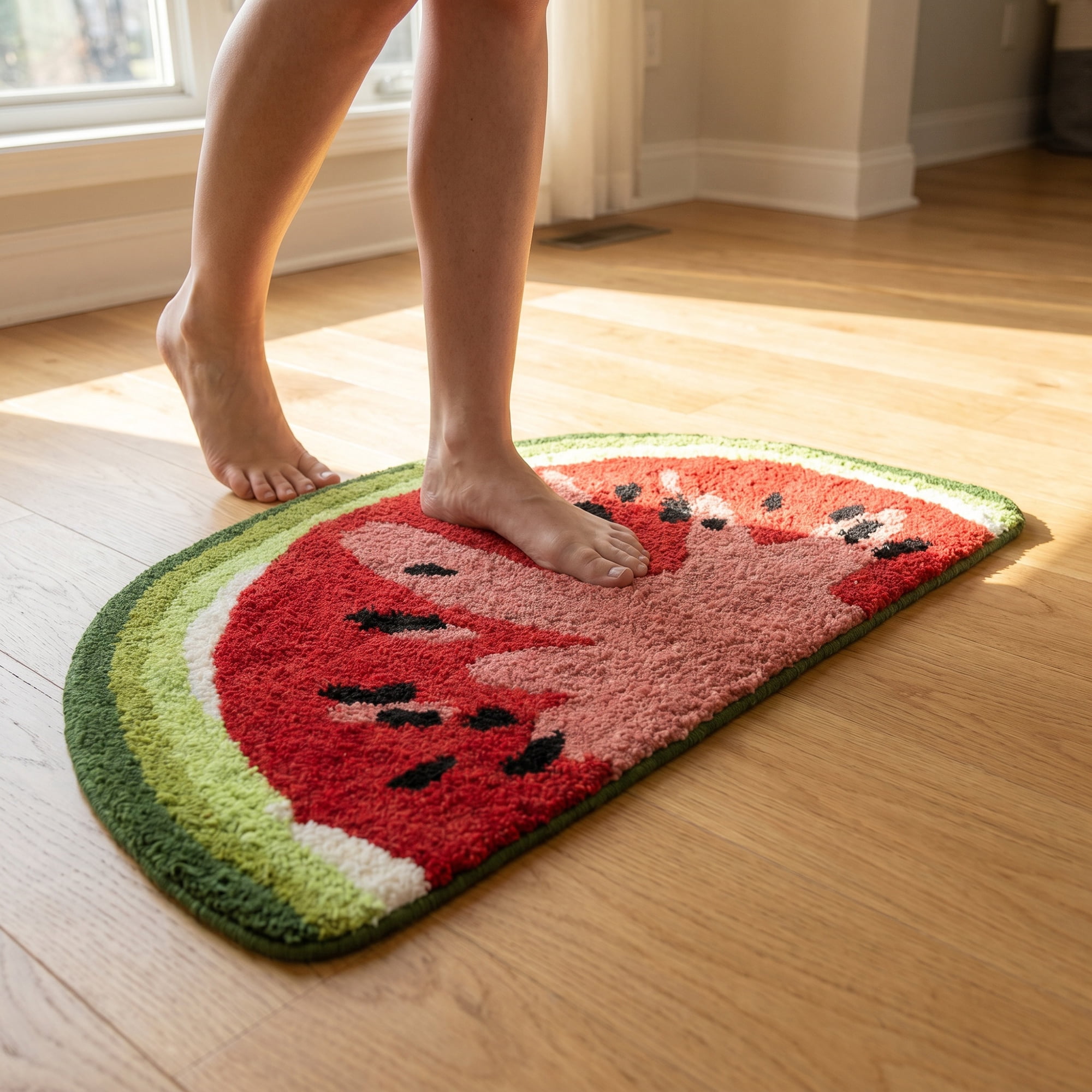 Unique Bargains Printed Faux Fur Bathroom Rug Soft Absorbent Plush Mat Red 32" x 18"