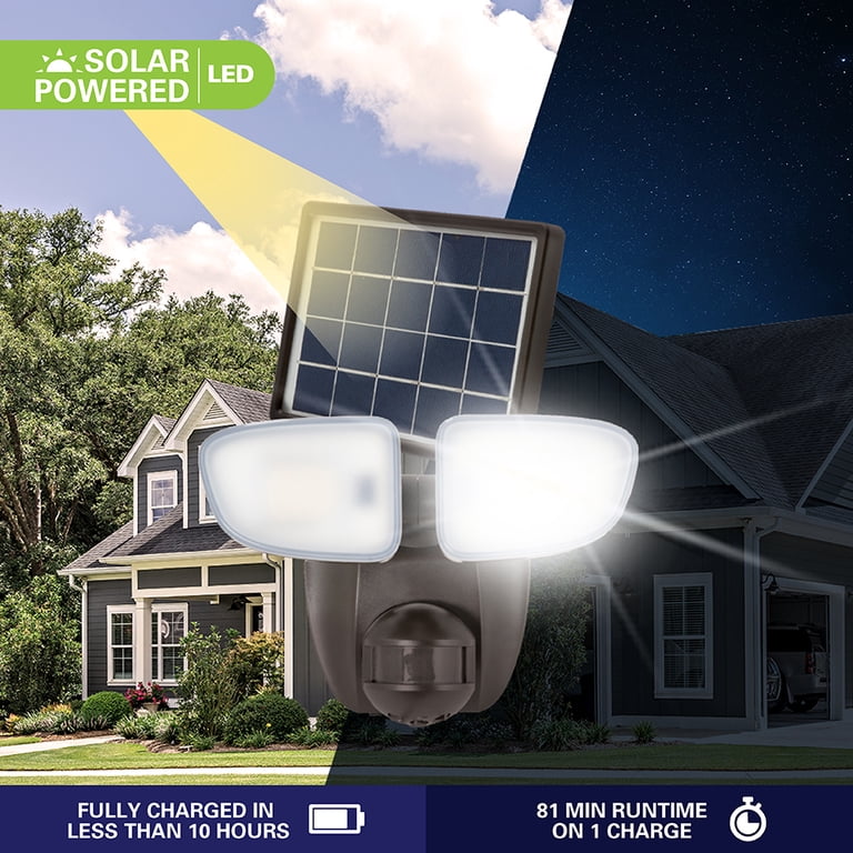 Halo Solar Outdoor LED Twin Head Flood and Security Light 180