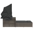 thumbnail image 3 of vidaXL Double Sun Lounger with Canopy and Cushions Grey Poly Rattan, 3 of 5