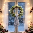 thumbnail image 6 of Gingham Wreath Sash, Scalloped Wavy Edge Ribbon Streamer for Front Door Decor, Modern Fabric Bow, 6 of 6